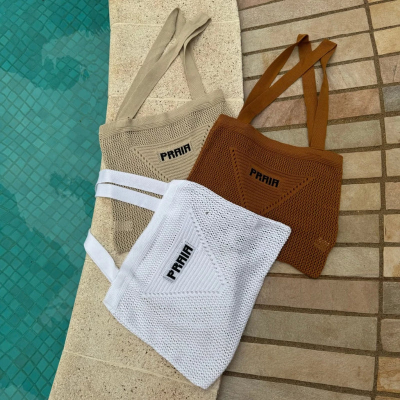 Bolsa Feminina Crochê Saida de Praia Ampla Crochê Tendência Verão